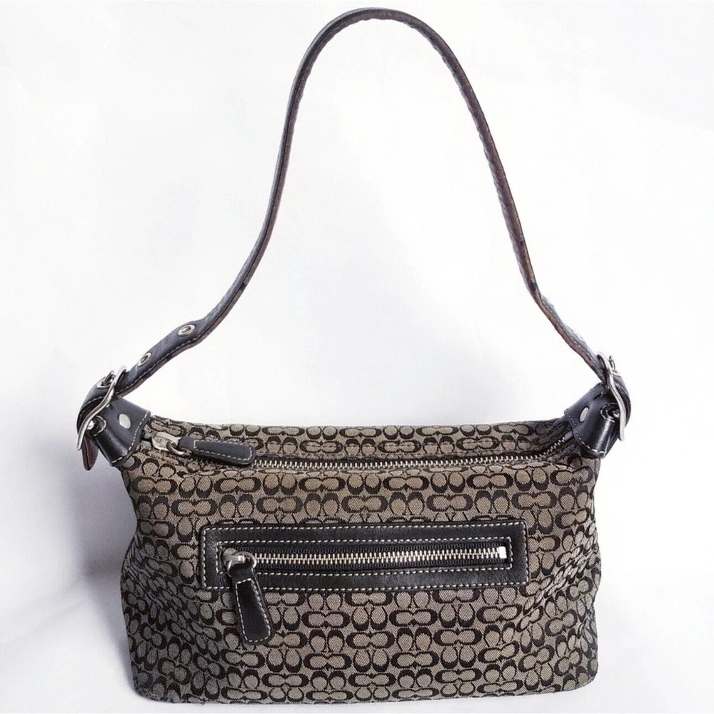 COACH Vintage Shoulder Bag Purse F3J-6332 Black/Grey Adjustable Strap- AUTHENTIC